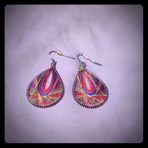 Rainbow Yarn Earrings